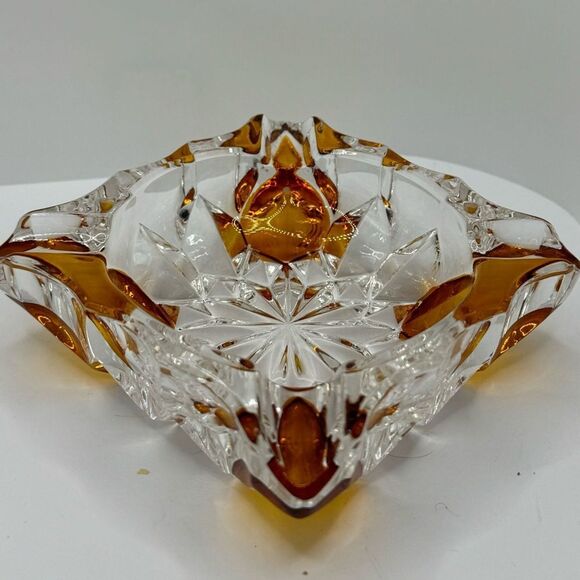 Unknown Other - Vintage Mid-century Ash Tray with Amber Accents